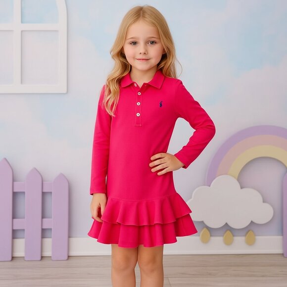 Ralph Lauren Pink Ruffle Dress | Girls Size 6 | EUC | Preppy Spring Style - Picture 1 of 6